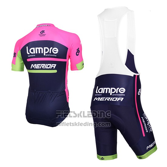 2016 Fietskleding Lampre Blauw en Roze Korte Mouwen en Koersbroek